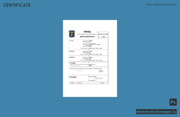 Israelische Geburtsurkunde (Word- und PDF-Beispiel)
